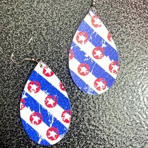 Faux leather earrings.